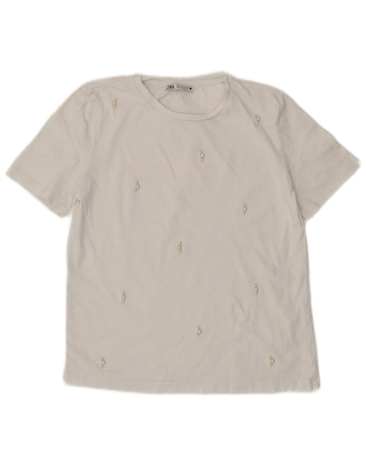 ZARA Womens T-Shirt Top UK 8 Small White