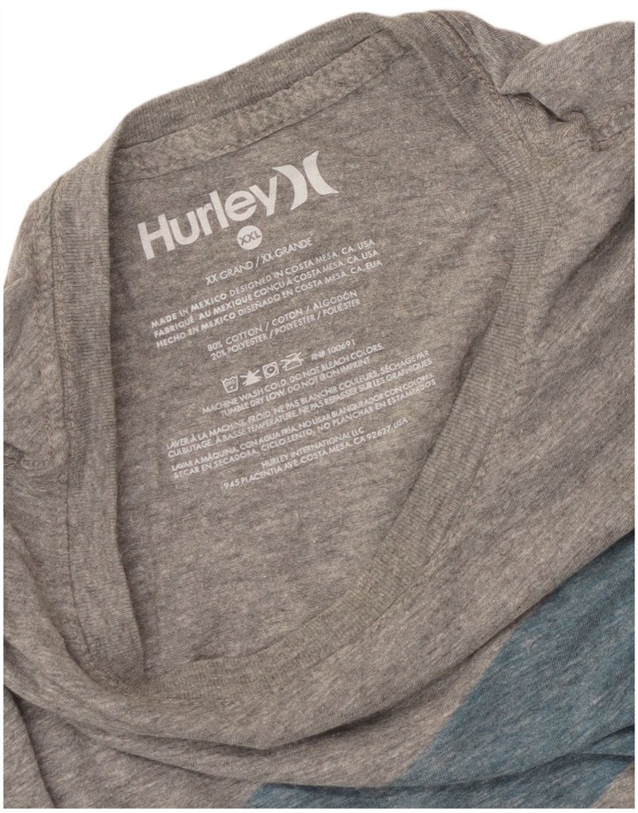 Hurley Mens Graphic T-Shirt Top 2XL Grey Cotton