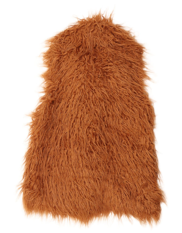 Guess Womens Faux Fur Gilet UK 6 XS Beige Acrylic