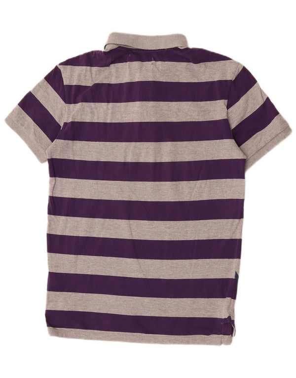 Desigual Mens Graphic Polo Shirt Large Grey Striped Cotton