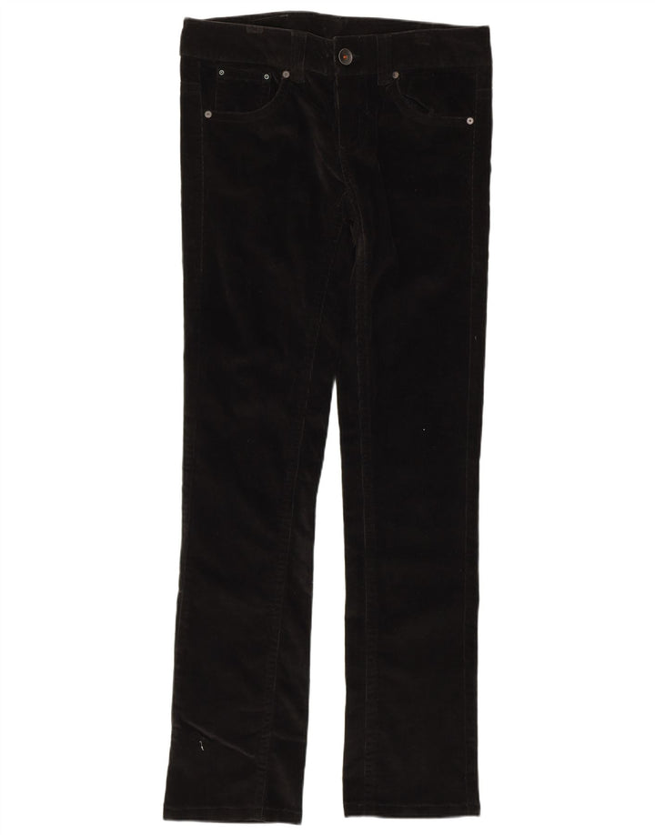BENETTON Womens Slim Corduroy Trousers IT 42 Medium W32 L32 Black Cotton
