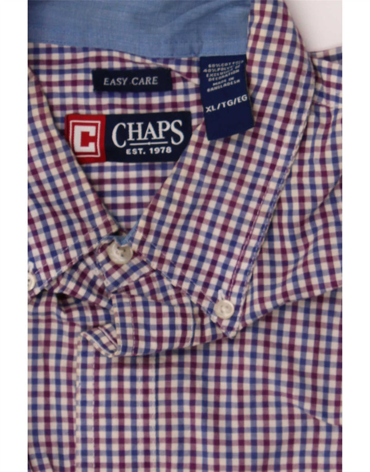 Chaps Mens Shirt XL Blue Gingham Cotton