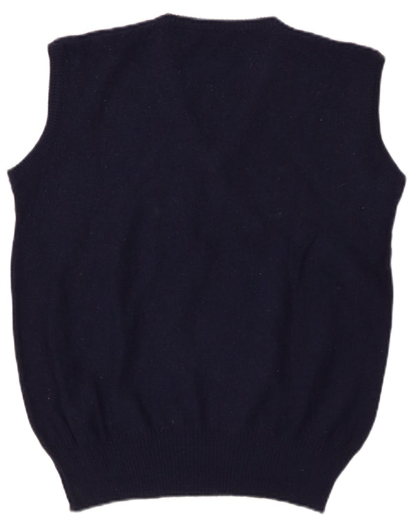 SERGIO TACCHINI Womens Vest Tank Top UK 14 Medium Navy Blue Striped Wool