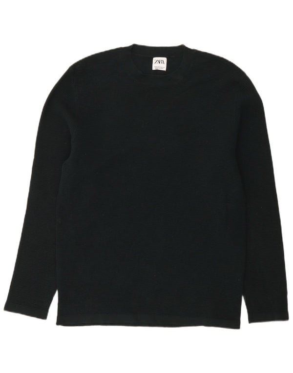 Zara Mens Top Long Sleeve Medium Green Cotton
