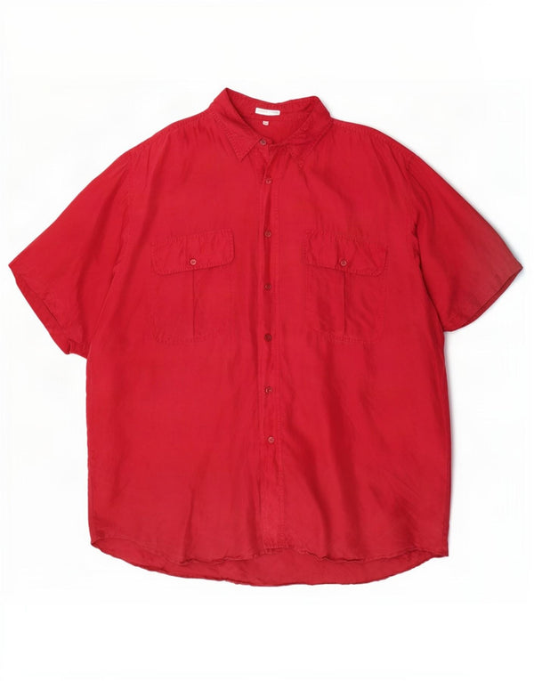 Vintage Mens Short Sleeve Shirt XL Red Silk