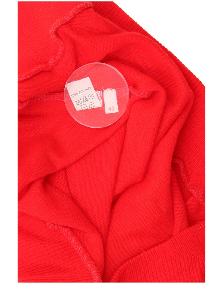 Vintage Womens Polo Neck Jumper Sweater IT 42 Medium Red Polyacrylic