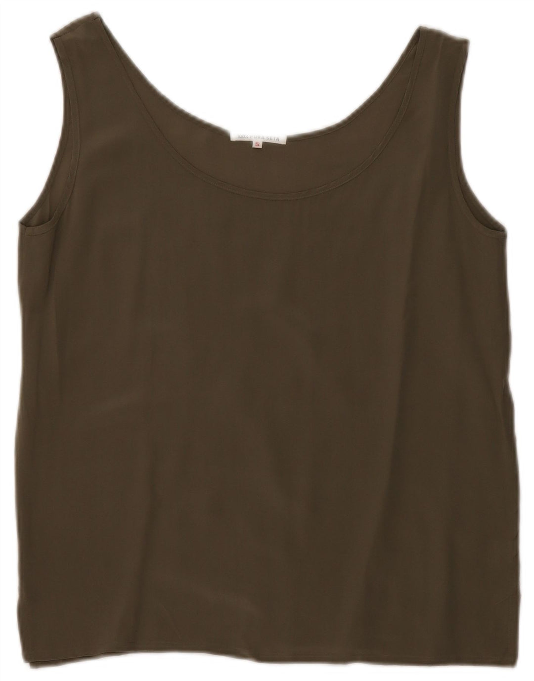 VINTAGE Womens Vest Top UK 10 Small Khaki Silk