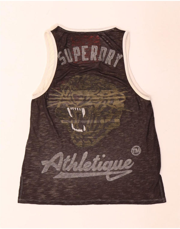 Superdry Womens Graphic Vest Top UK 10 Small Grey Colourblock Polyester