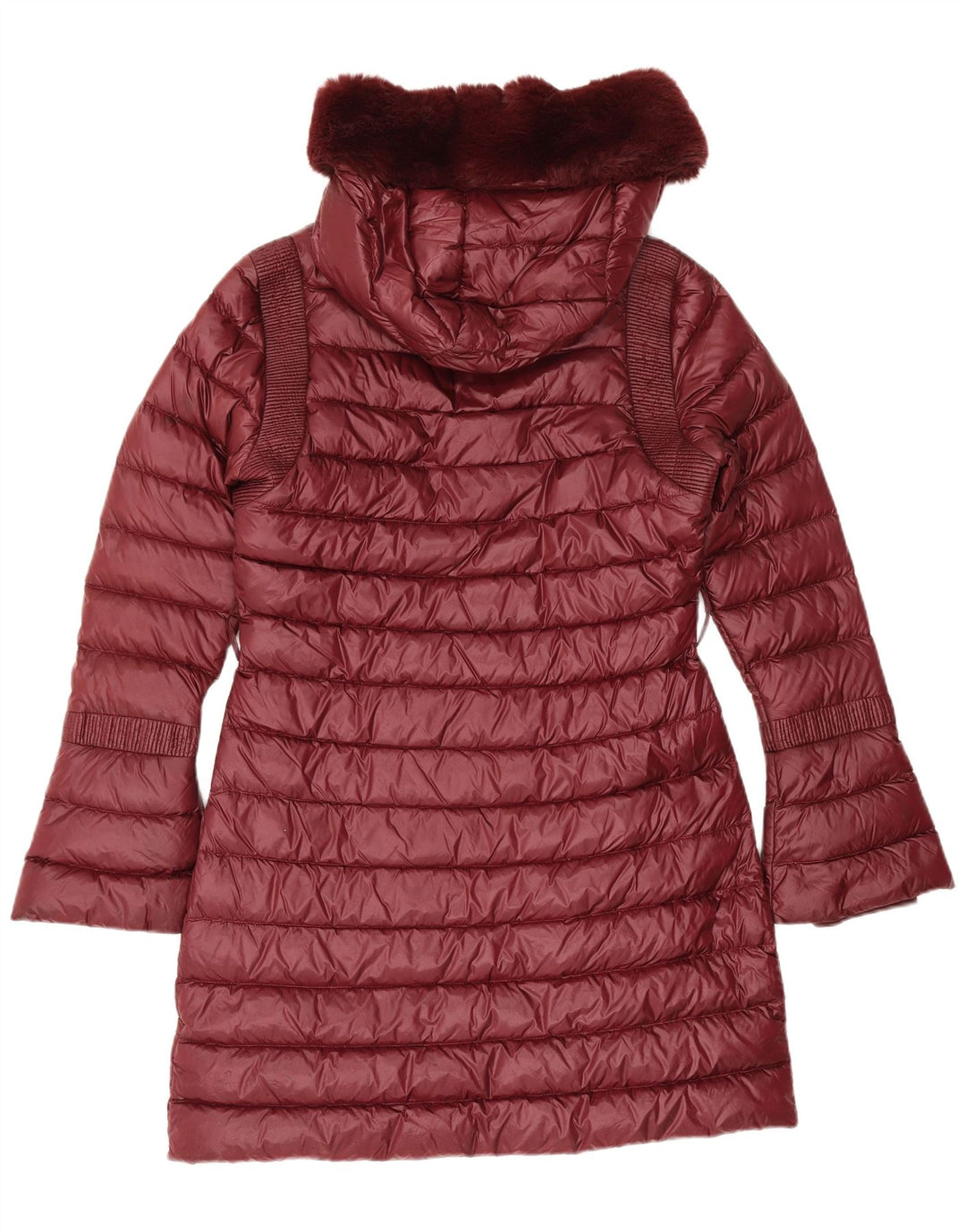 Ted Baker Womens Hooded Padded Coat Size 2 Small Burgundy Polyamide