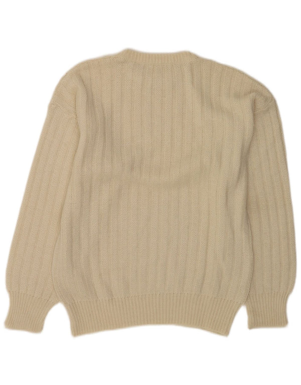 Vintage Womens Boat Neck Jumper Sweater UK 14 Large Beige