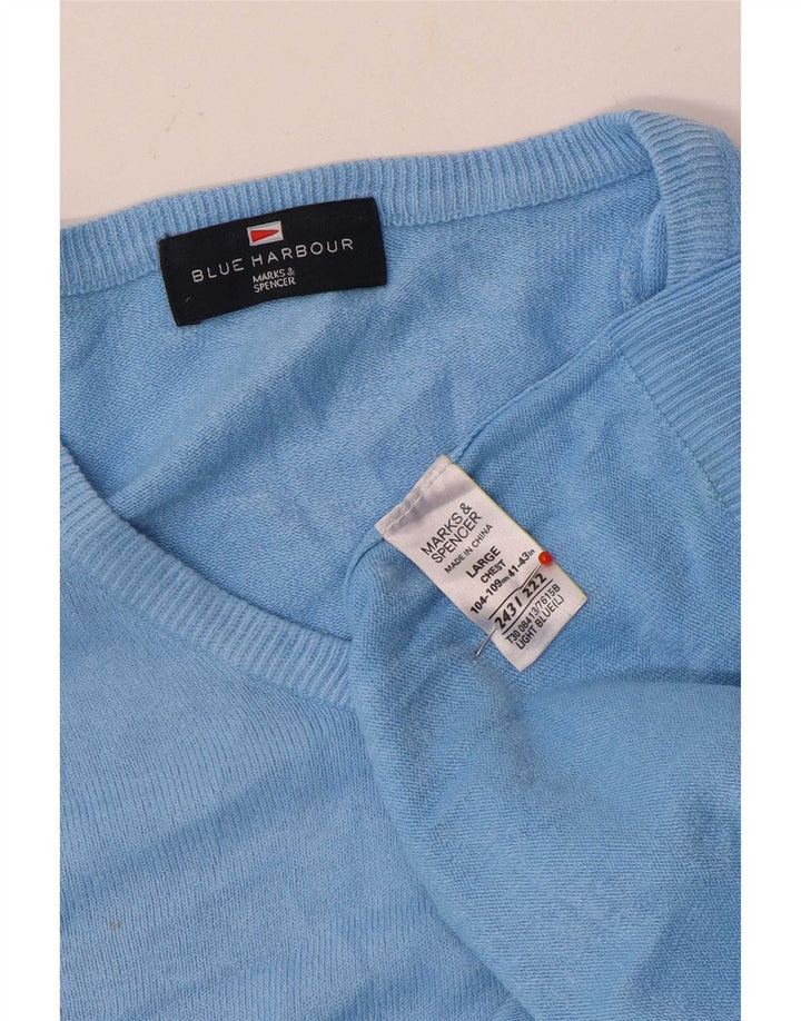 Marks & Spencer Mens Blue Harbour V-Neck Jumper Sweater Large Acrylic