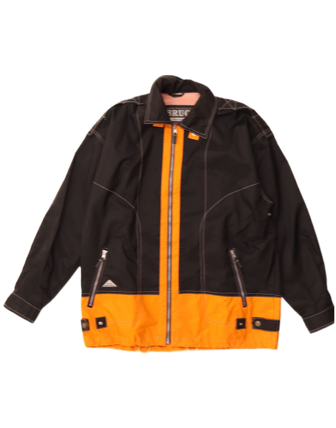 Brugi Mens Rain Jacket IT 54 2XL Black Colourblock