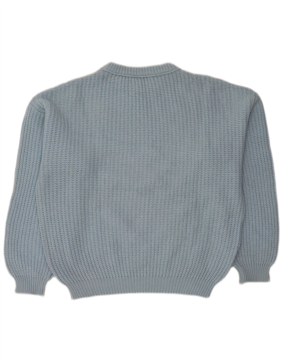 STEFANEL Womens Oversized Crew Neck Jumper Sweater UK 16 Large Blue Wool