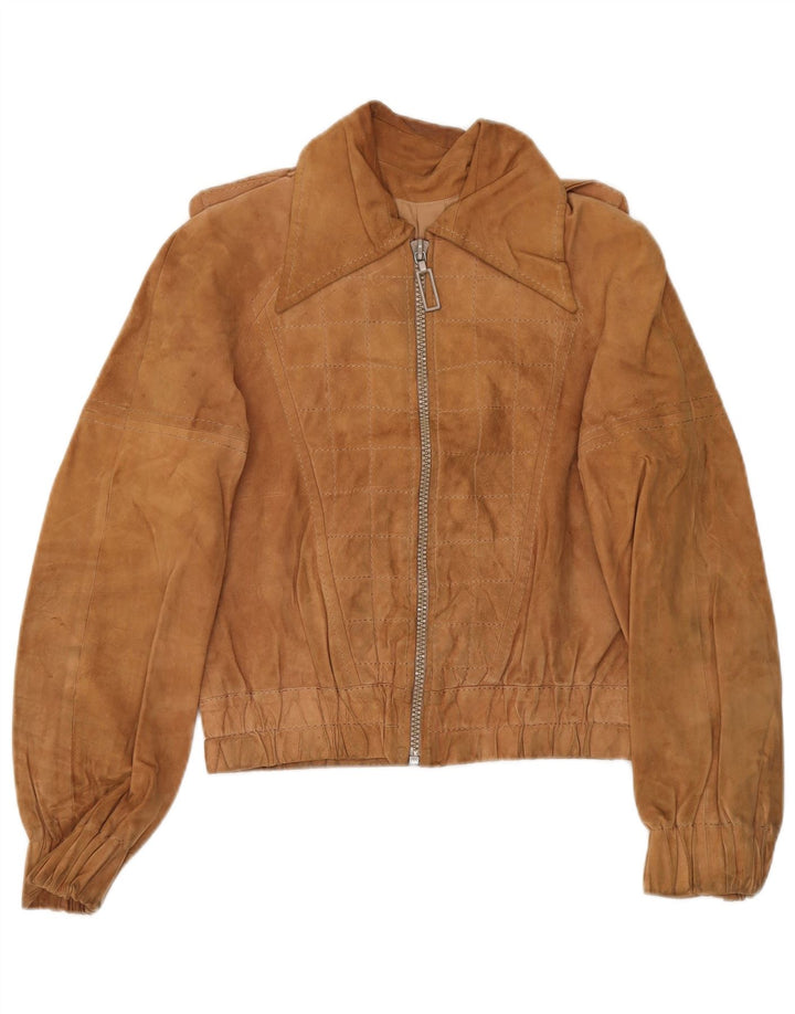 Vintage Womens Military Suede Jacket IT 48 XL Brown