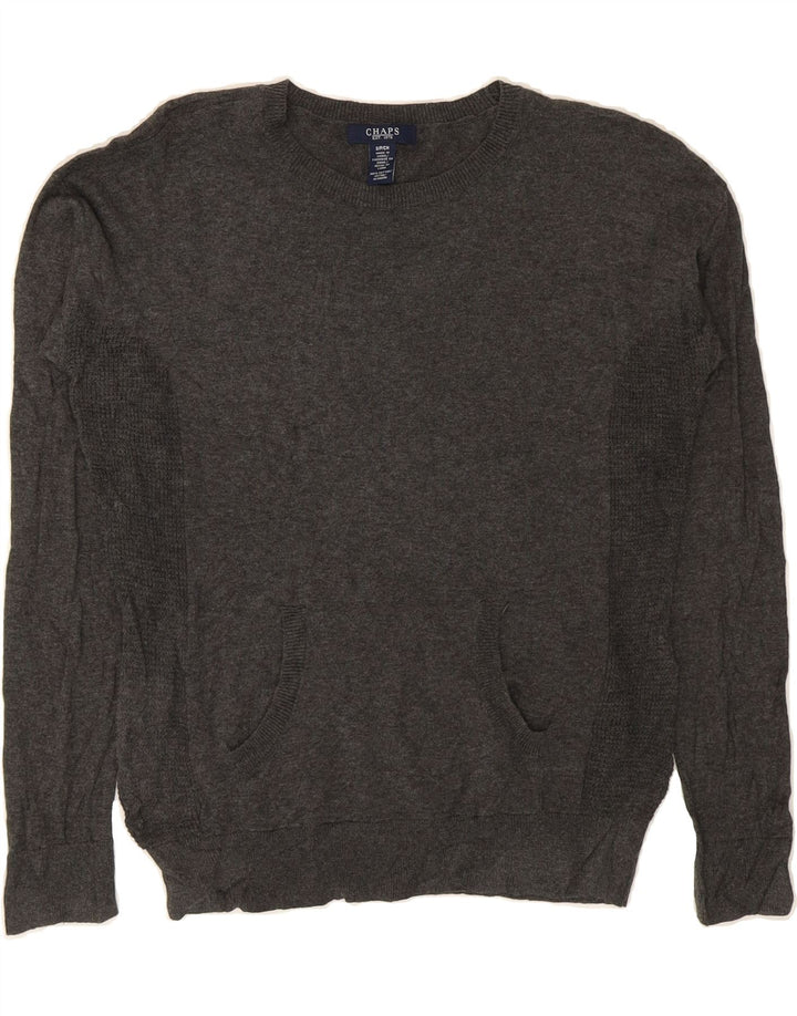 CHAPS Womens Oversized Crew Neck Jumper Sweater UK 10 Small Grey Cotton Vintage Chaps and Second-Hand Chaps from Messina Hembry 