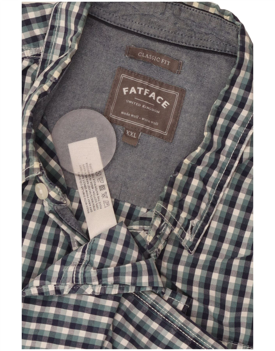 FAT FACE Mens Shirt 2XL Blue Check Cotton