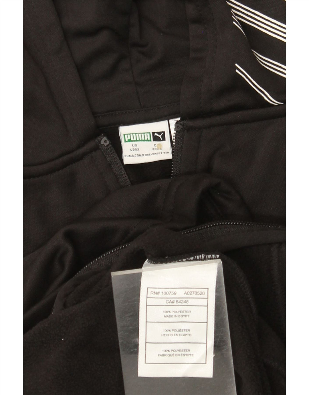 PUMA Girls Graphic Zip Hoodie Sweater 7-8 Years Small Black Polyester