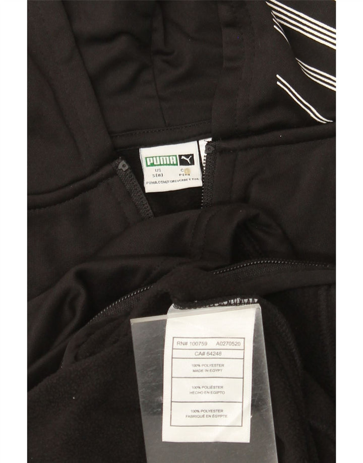PUMA Girls Graphic Zip Hoodie Sweater 7-8 Years Small Black Polyester