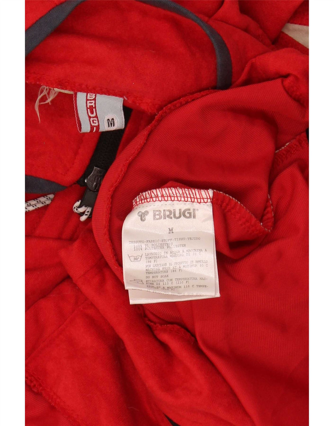 Brugi Mens Tracksuit Top Jacket Medium Red Colourblock Polyester