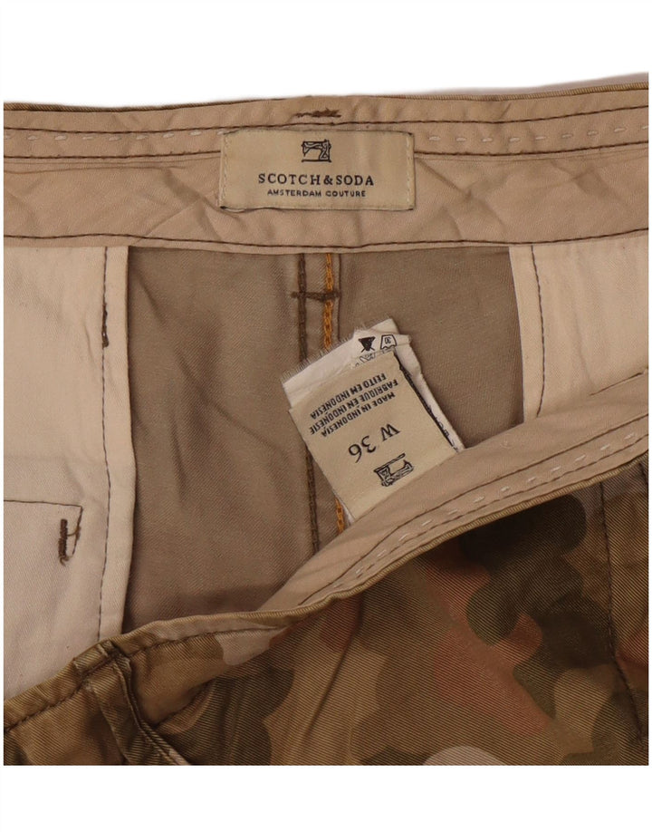 SCOTCH & SODA Mens Chino Shorts W36 Large  Khaki Camouflage Cotton