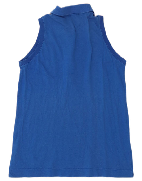 Sergio Tacchini Womens Sleeveless Polo Shirt IT 44 Medium Blue Cotton