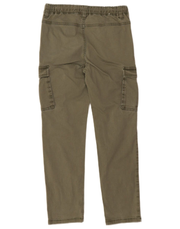 Benetton Boys Slim Cargo Trousers 8-9 Years Large W24 L23 Khaki Cotton