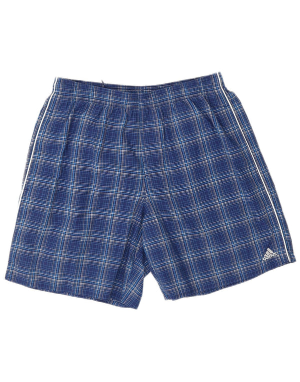 ADIDAS Mens Sport Shorts Medium  Blue Check Polyester