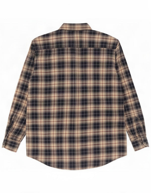 Carrera Mens Flannel Shirt XL Navy Blue Check Cotton