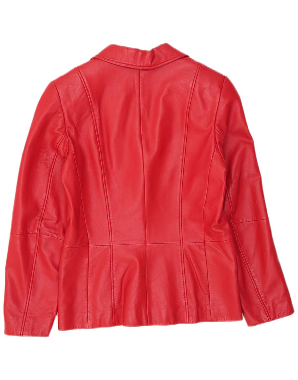 Gerry Weber Womens Leather Jacket UK 12 Medium Red Leather