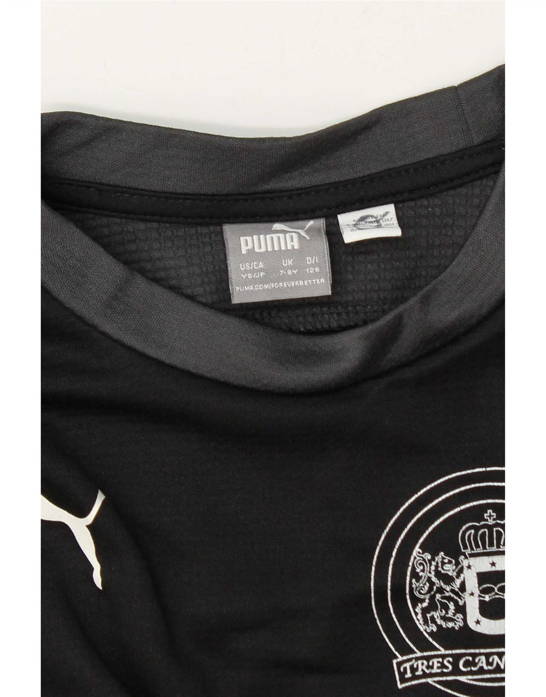 Puma Boys Graphic Top Long Sleeve 7-8 Years Black Colourblock