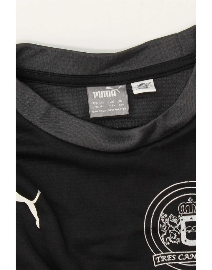 Puma Boys Graphic Top Long Sleeve 7-8 Years Black Colourblock