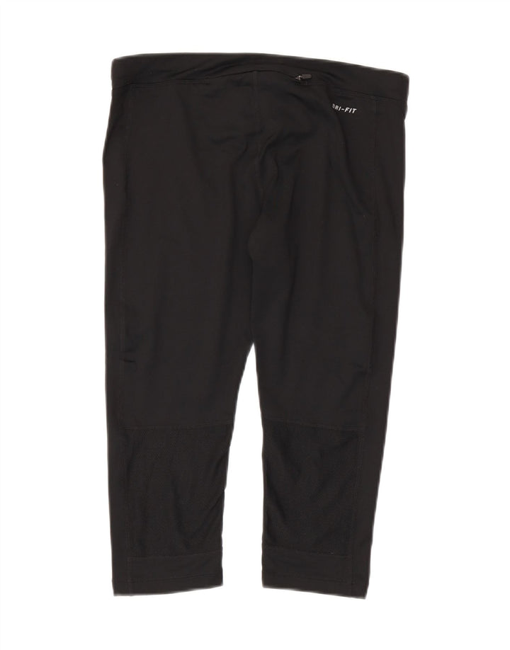 NIKE Womens Dri Fit Capri Leggings UK 12 Medium  Black Polyester