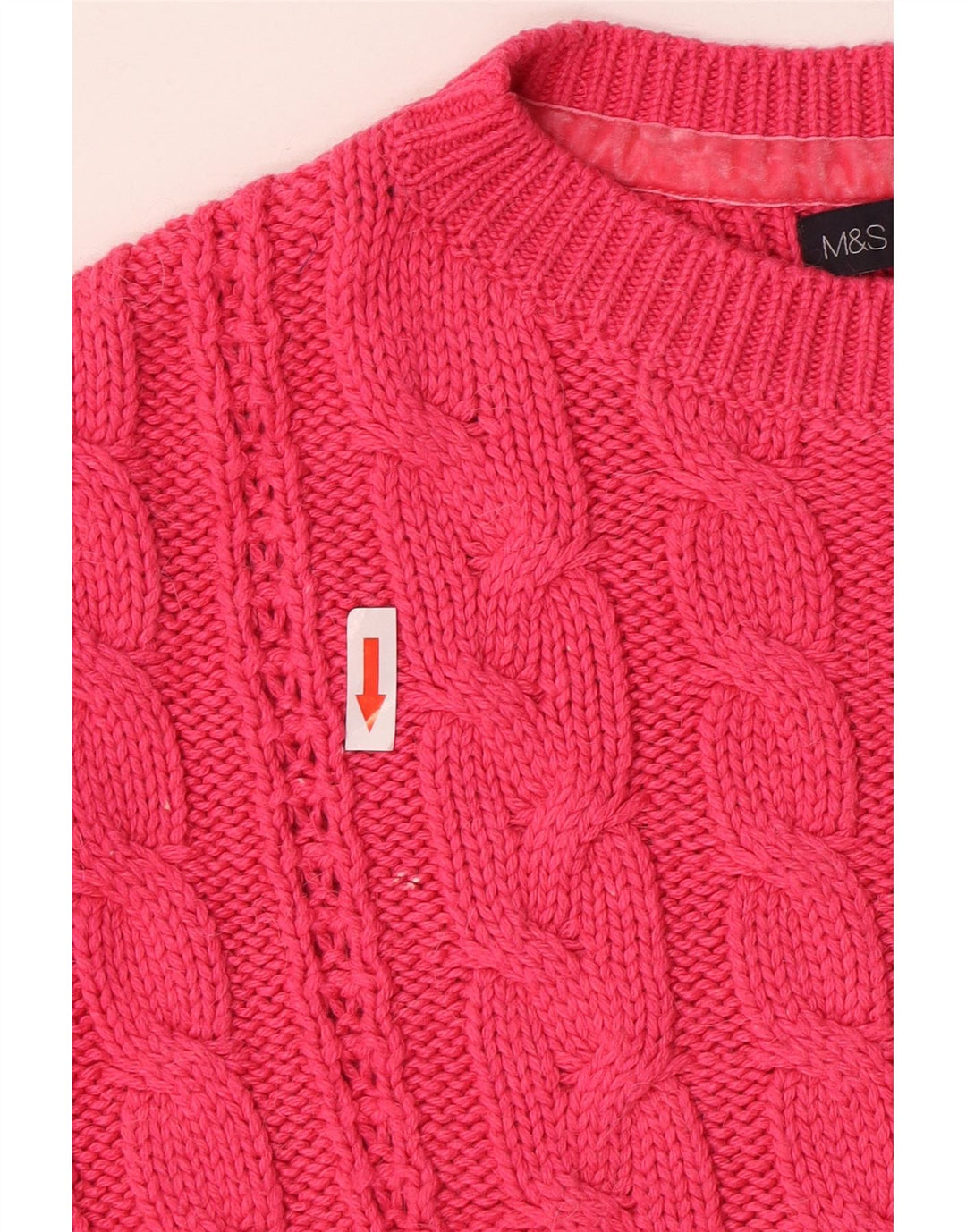 Marks & Spencer Womens Boat Neck Jumper Sweater UK 12 Medium Pink Cotton