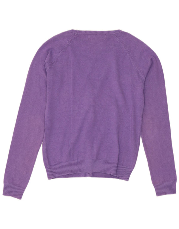 Zara Womens Cardigan Sweater UK 10 Small Purple Cotton