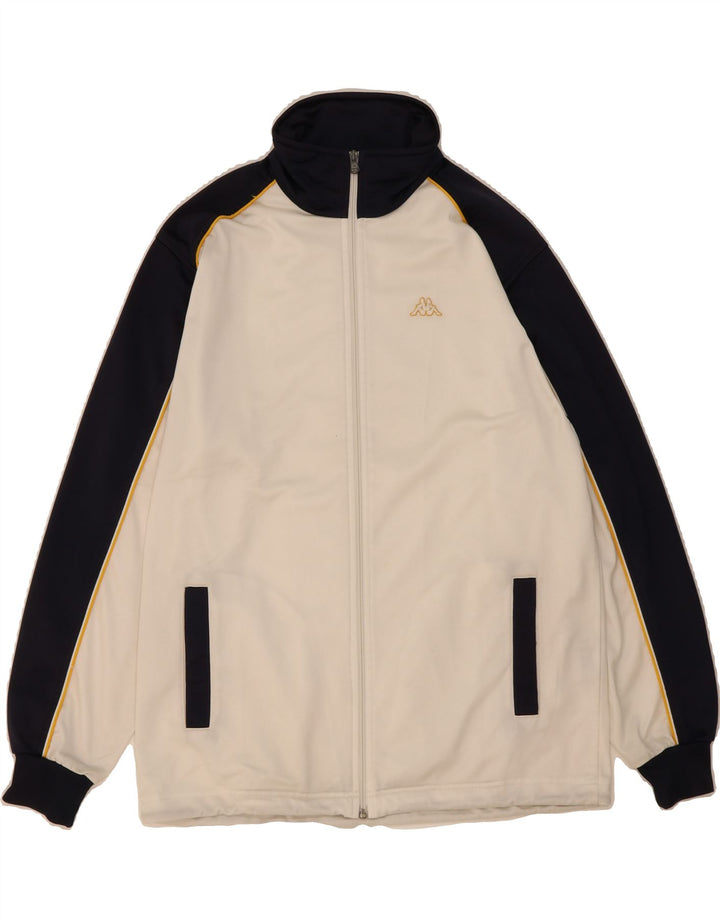 KAPPA Mens Tracksuit Top Jacket Large White Colourblock Polyester Vintage Kappa and Second-Hand Kappa from Messina Hembry 