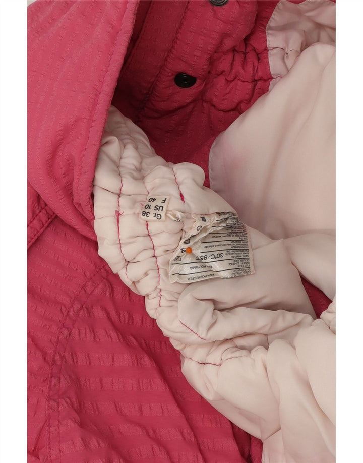VINTAGE Womens Oversized Padded Jacket US 10 Large Pink Striped Polyester