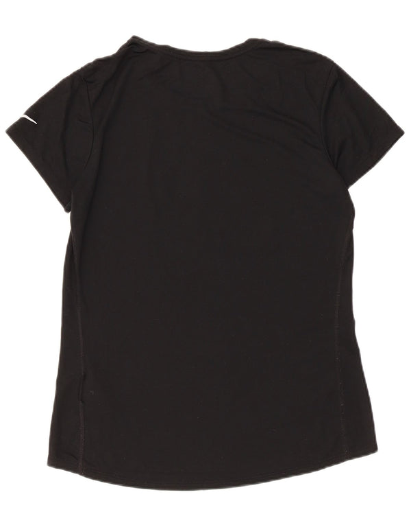 Nike Womens Dri Fit Graphic T-Shirt Top UK 12 Medium Black Polyester