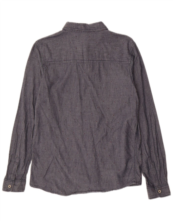 BENETTON Boys Shirt 13-14 Years 3XL Navy Blue Spotted Cotton