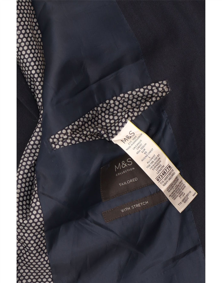 Marks & Spencer Mens 2 Button Blazer Jacket UK 40 Medium Navy Blue
