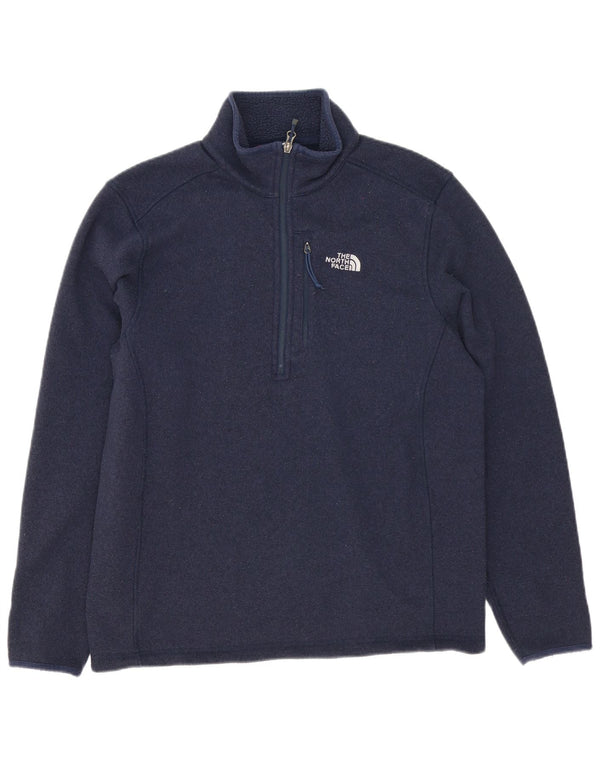 The North Face Mens Zip Neck Jumper Sweater Medium Navy Blue Polyester