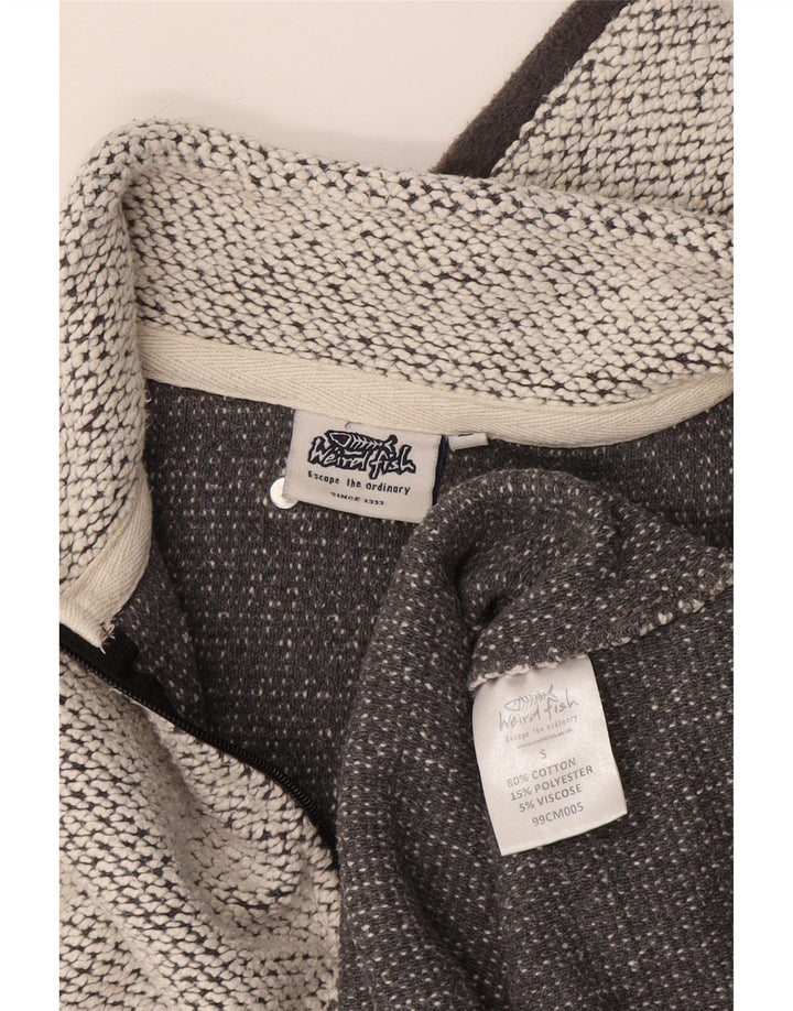 Weird Fish Mens Zip Neck Sweatshirt Jumper Small Grey Flecked Cotton