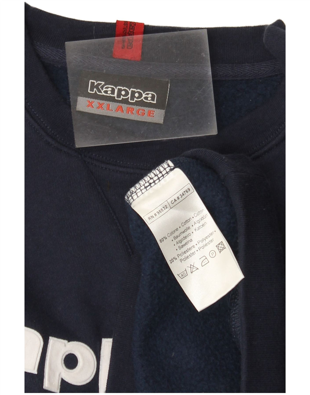 Kappa Mens Graphic Sweatshirt Jumper 2XL Navy Blue Cotton