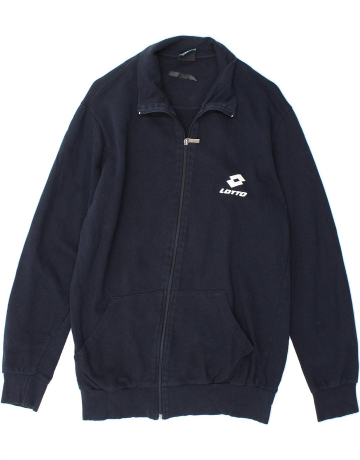 LOTTO Mens Graphic Tracksuit Top Jacket Medium Navy Blue Cotton Vintage Lotto and Second-Hand Lotto from Messina Hembry 