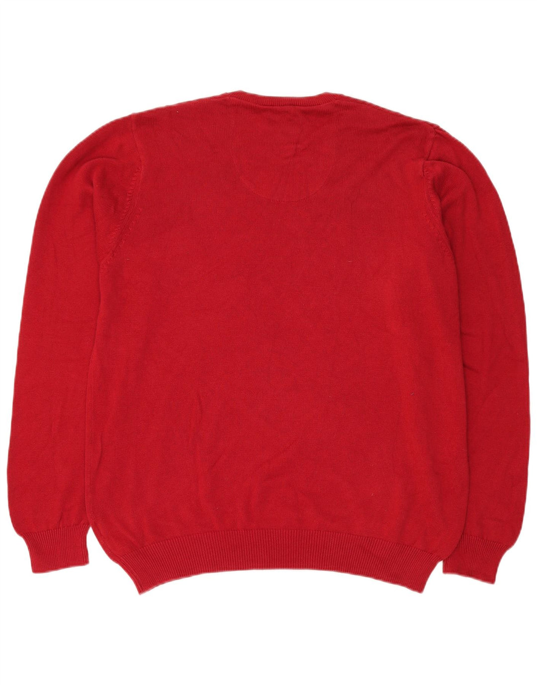 MARKS & SPENCER Mens Regular Fit V-Neck Jumper Sweater Large Red Cotton