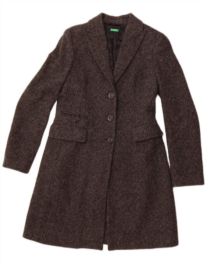 Benetton Womens Overcoat IT 42 Medium Grey Wool