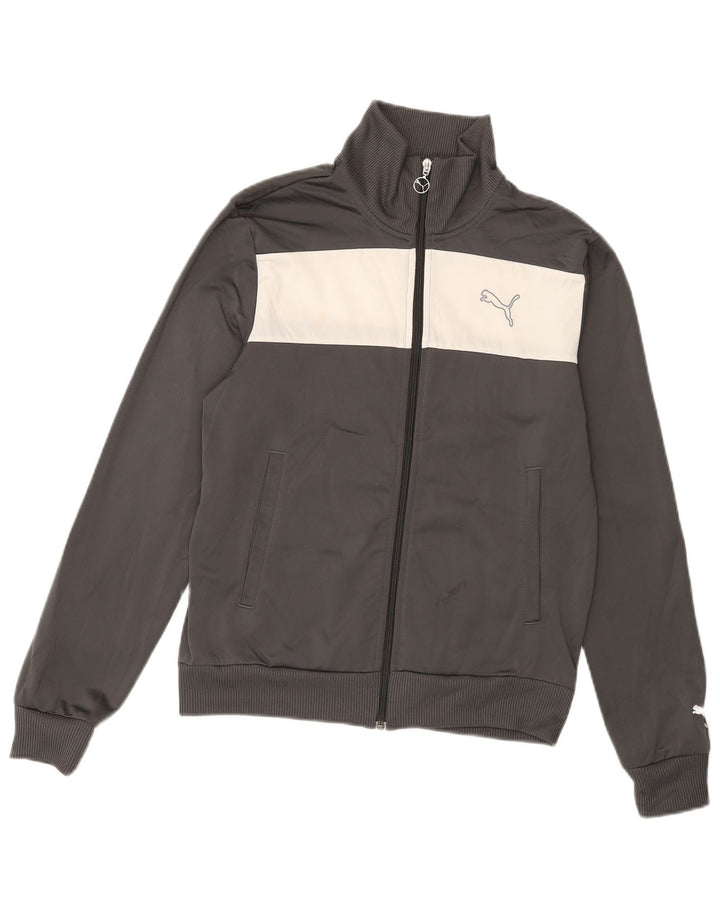 PUMA Mens Tracksuit Top Jacket Medium Grey Colourblock Polyester