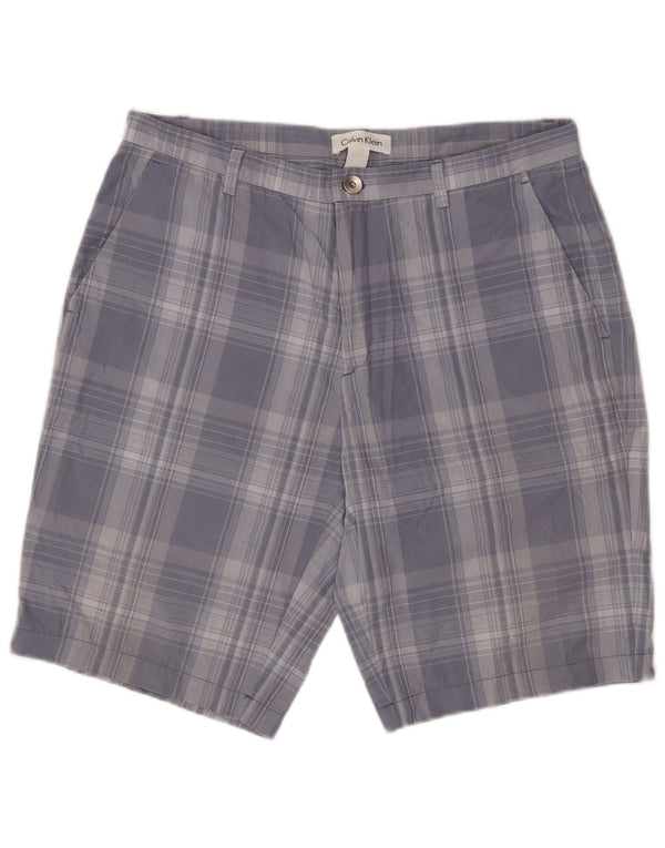 CALVIN KLEIN Mens Chino Shorts W34 Large  Blue Check Cotton