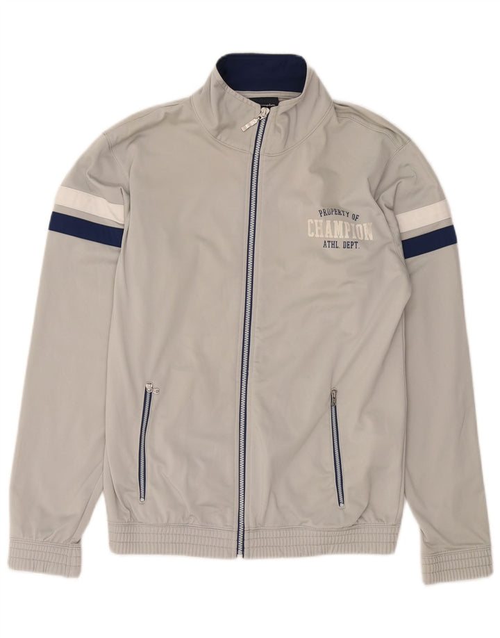 CHAMPION Mens Tracksuit Top Jacket Medium Grey Polyester
