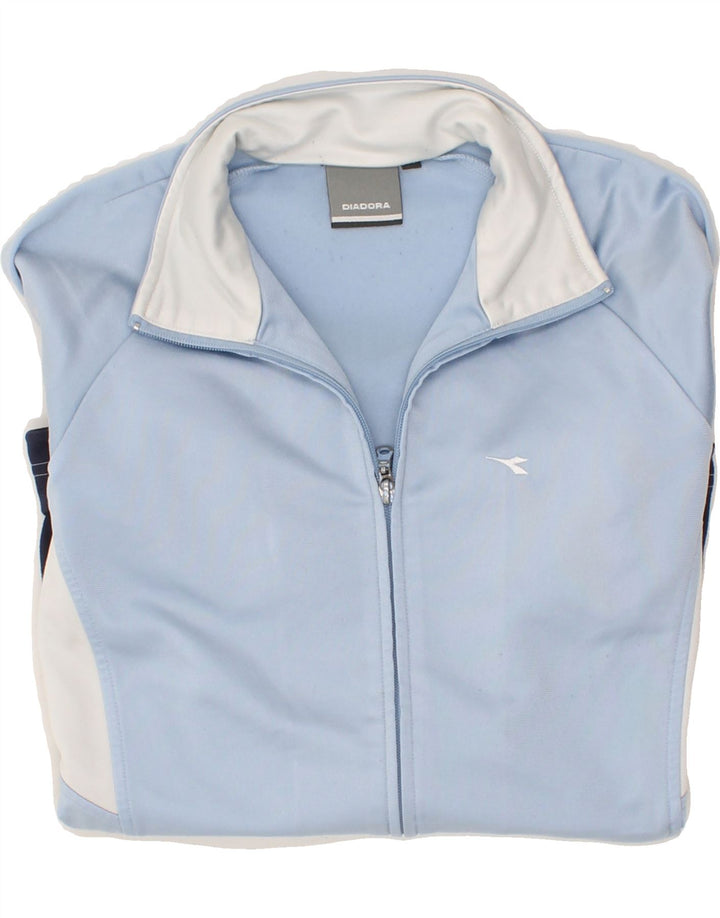 DIADORA Womens Tracksuit Top Jacket UK 14 Medium Blue Colourblock Vintage Diadora and Second-Hand Diadora from Messina Hembry 