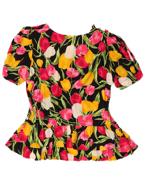 Superior Womens Short Sleeve Blouse Top IT 46 Large Multicoloured Floral